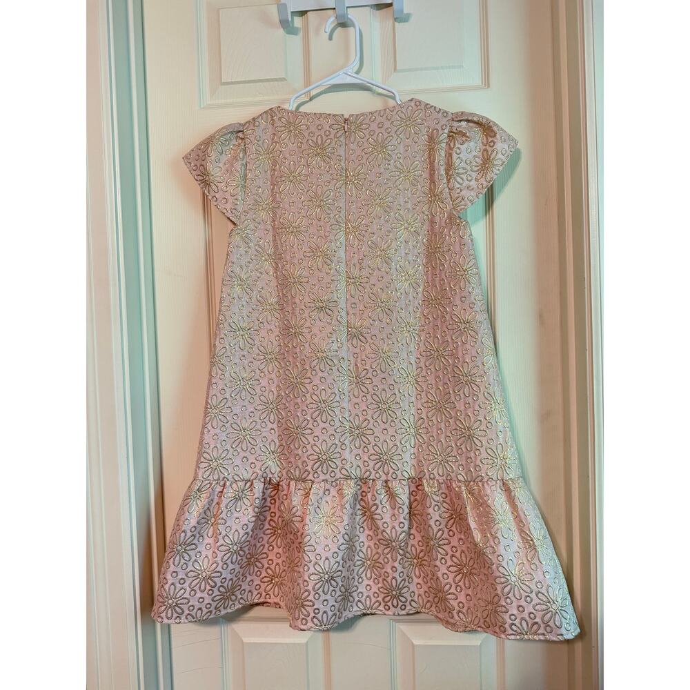 J. Crew Crewcuts Drop-Waist Jacquard Dress Holiday Recital Pink Floral Girls' 14 - Picture 5 of 8